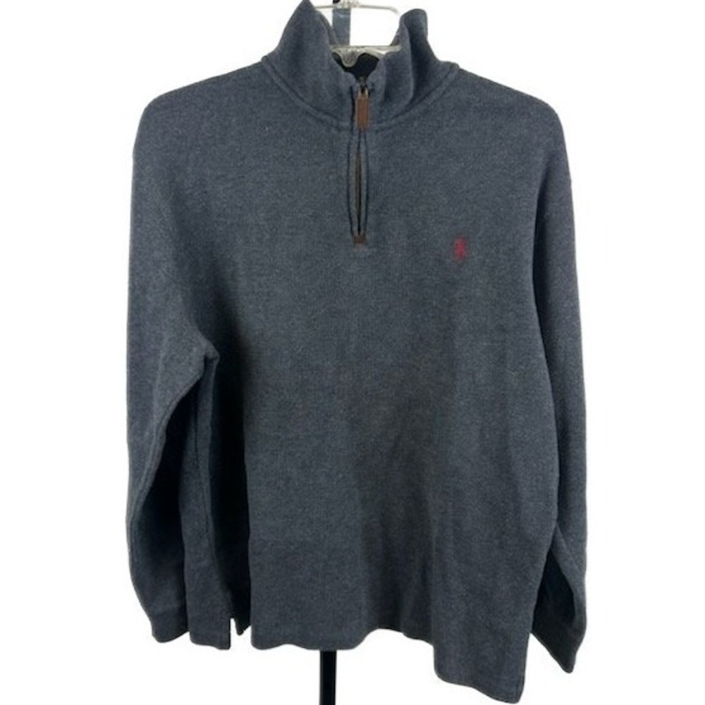 Polo Ralph Lauren Quarter Zip Sweater Men's Size Large Gray Long Sleeve